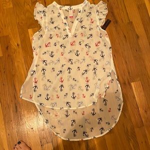 NWT sheer red, white, and blue anchor top!